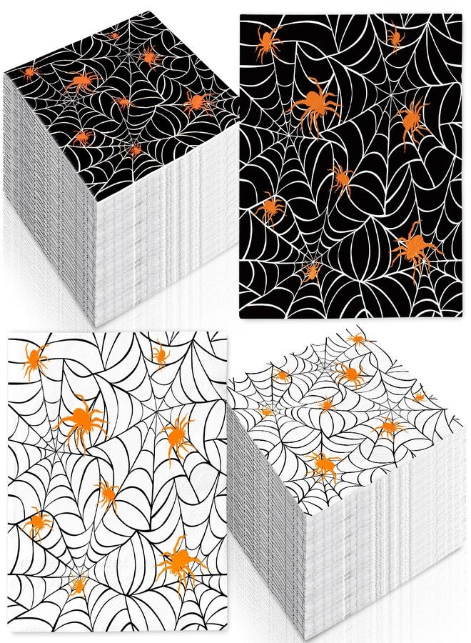 Whaline 50 Pcs Halloween Paper Napkins Black White Spider Web Disposable Napkins Double-Sided Luncheon Dinner Napkin for Trick or Treat Holiday Party Table Supplies - Image 1